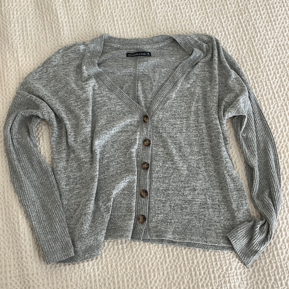 Heathered Grey top with buttons down the front